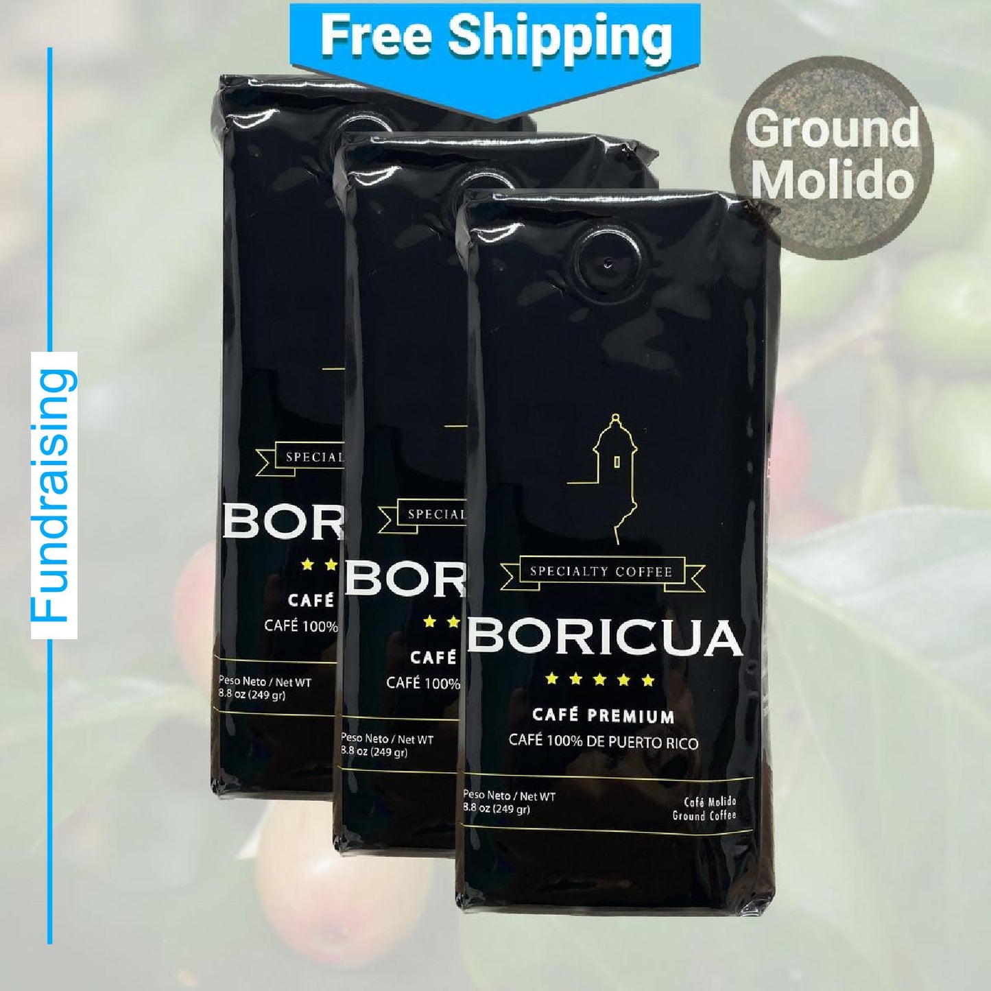 Café Boricua Ground Coffee para recaudación de fondos