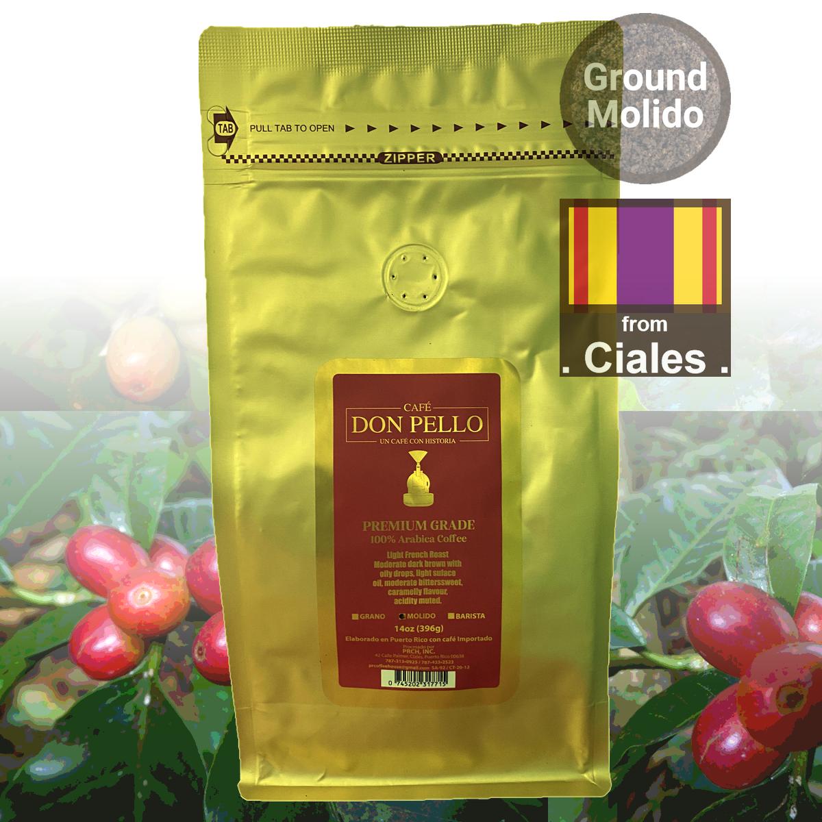 Café molido premium para baristas de Café Don Pello, paquete de 12, 14 oz