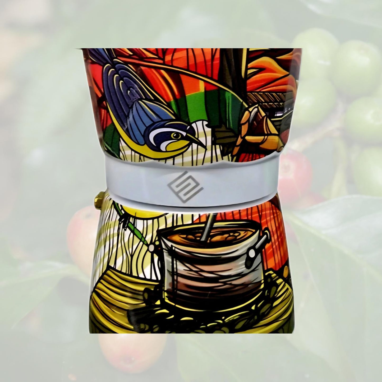 Puerto Rican Reinita Bird and Abuela Coffee Maker - Coffee Pot or Greca