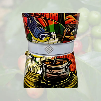 Puerto Rican Reinita Bird and Abuela Coffee Maker - Coffee Pot or Greca