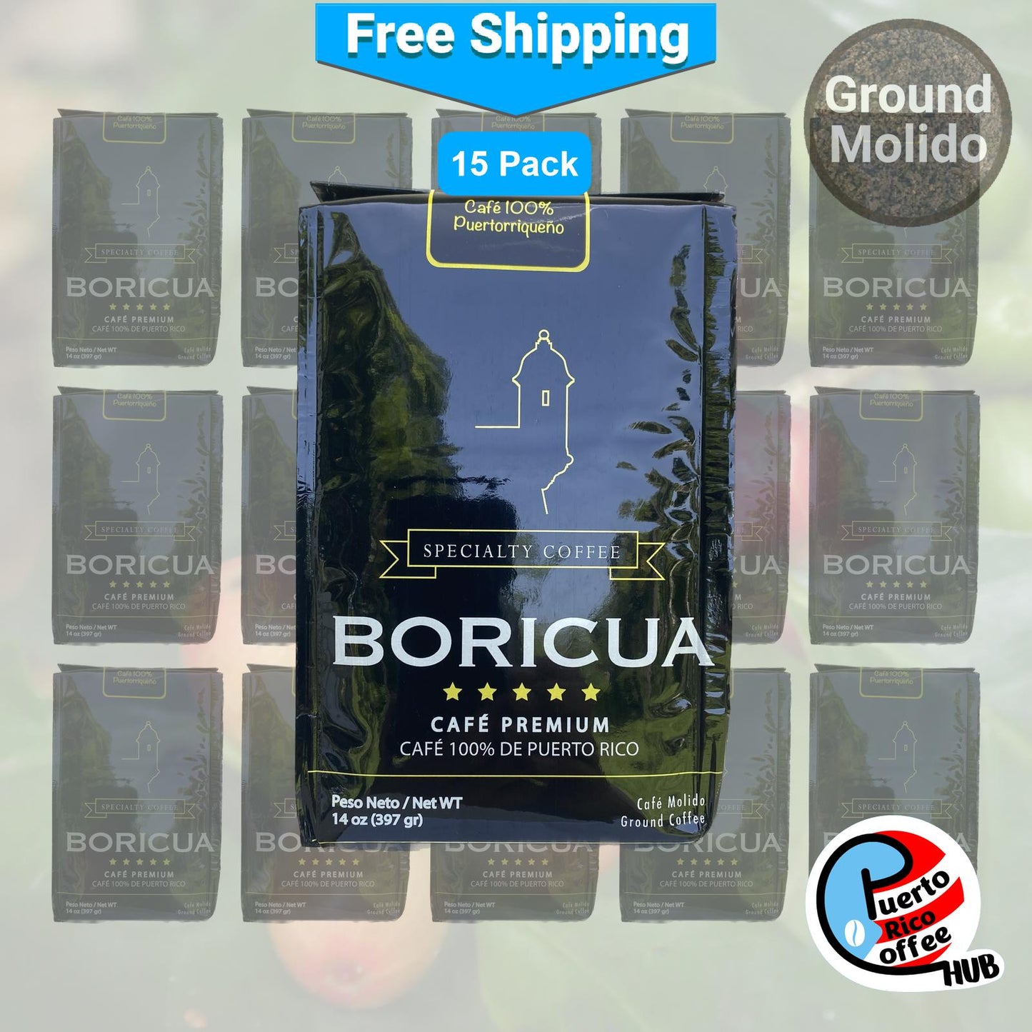 Café Boricua Puerto Rican Ground Coffee 14 oz Bulk Packs