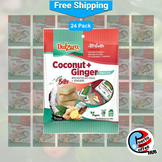Bocaditos de coco y jengibre Dulzura Borincana, paquete de 24