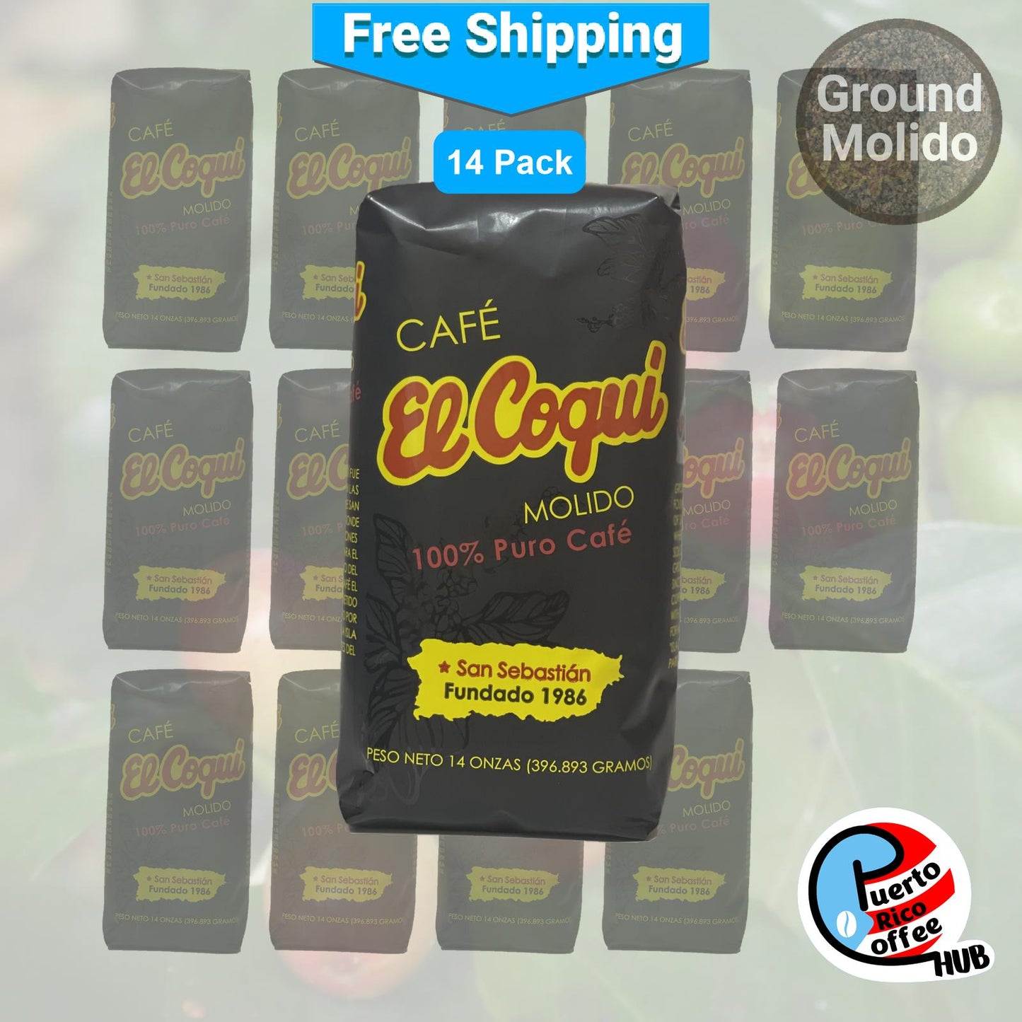 Café El Coquí Ground Coffee 14 Oz 14 Pack