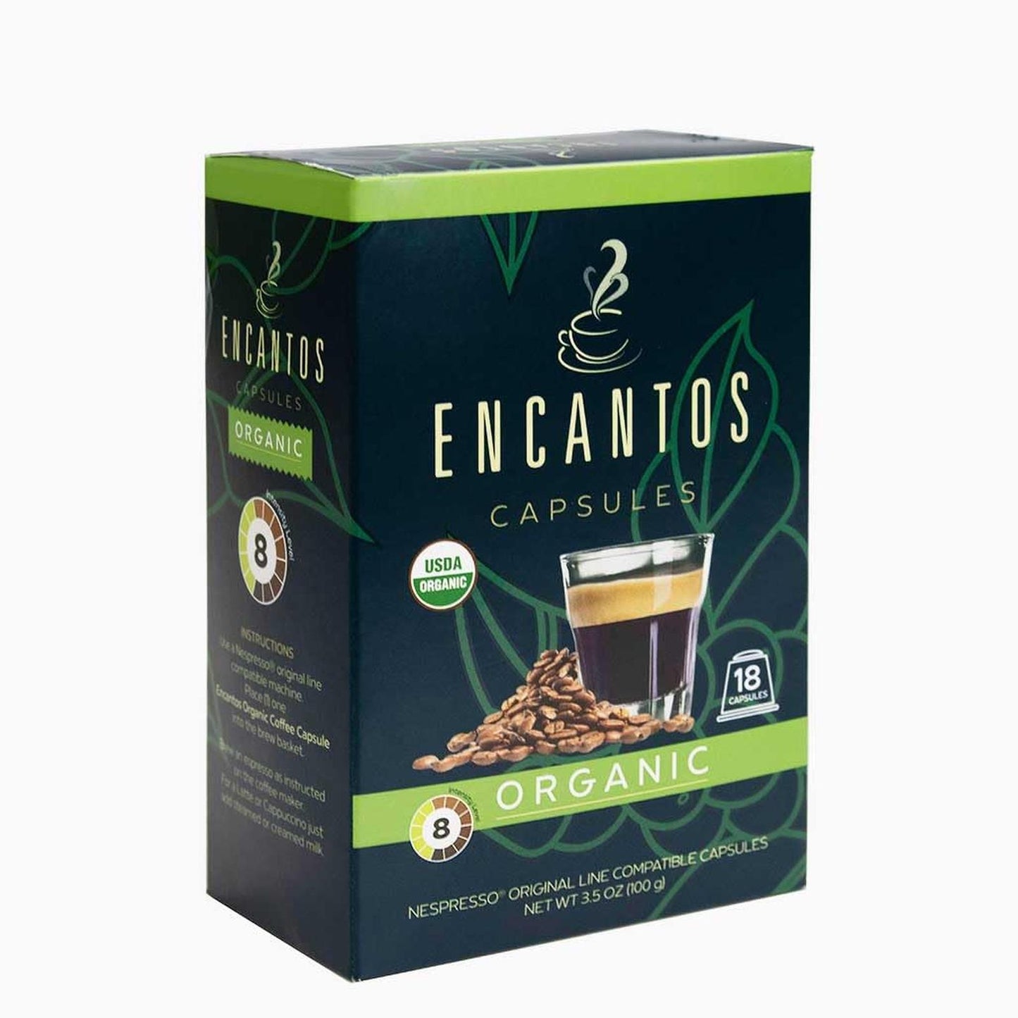 Encantos Organic Coffee Capsules | Espresso (Intensity 8)