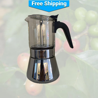 Crystal Glass-Top & Stainless Steel Coffee Maker Mocha Pot by Imusa