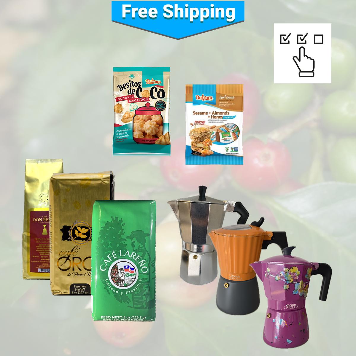 Create Your Own Popular Ground Coffee, Greca and Dulzura Borincana Gift!