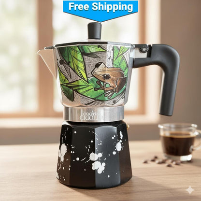 Maga Flower and Coquí Greca Moka Pot and Two Lareño Coffees