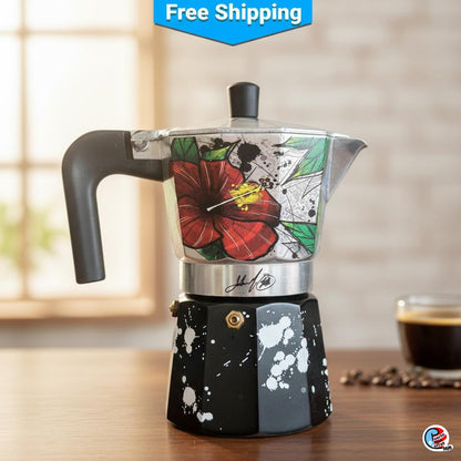 Maga Flower and Coquí Greca Moka Pot and Two Lareño Coffees