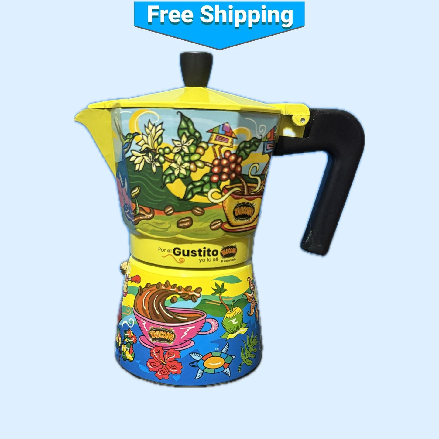 Gustito Greca Moka Pot and Two Yauconito Coffees