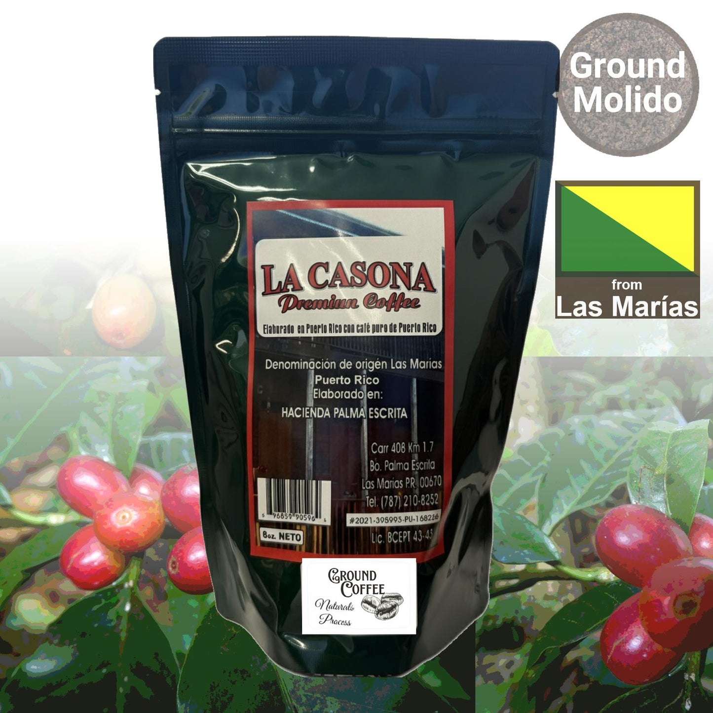 Café La Casona Natural Process Premium Ground Coffee - 100% Sun Dried