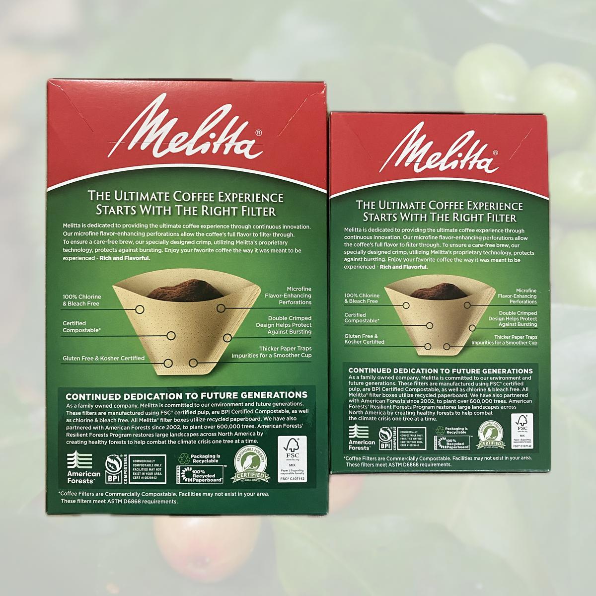 Filtros de café Melitta de color marrón natural sin blanquear