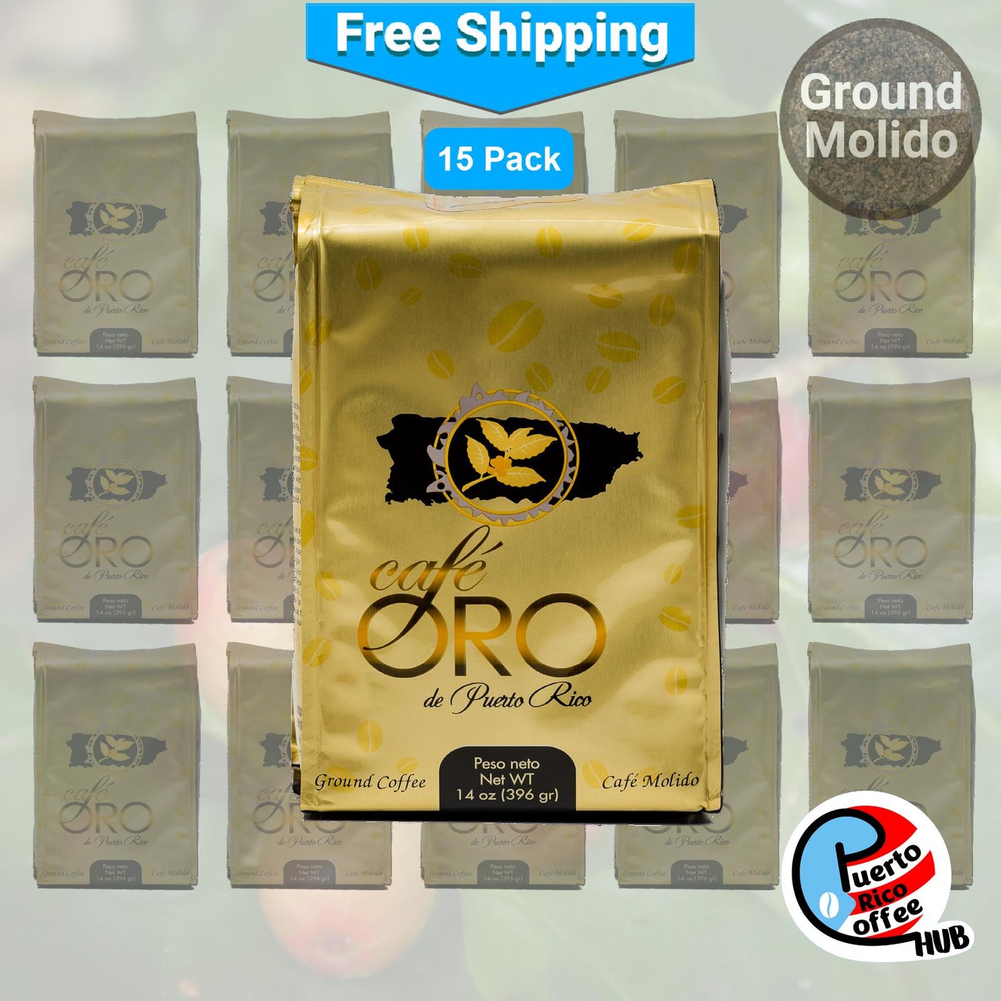 Café Oro Puerto Rican Ground Coffee 14 oz Bulk Packs