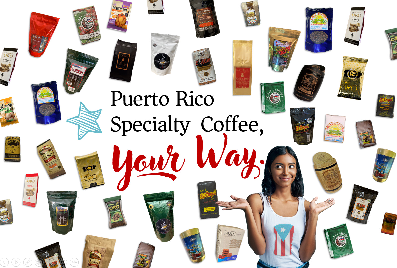 Puerto Rico Coffee Hub Banner with Girl