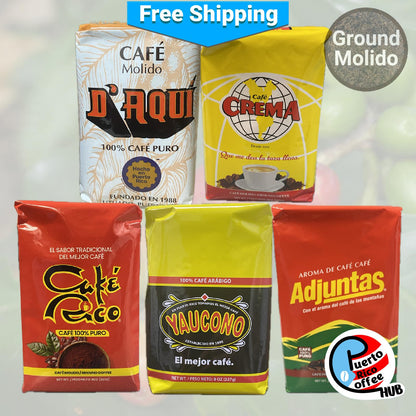 Puerto Rican Coffee Sampler: Five Star Popular Coffees