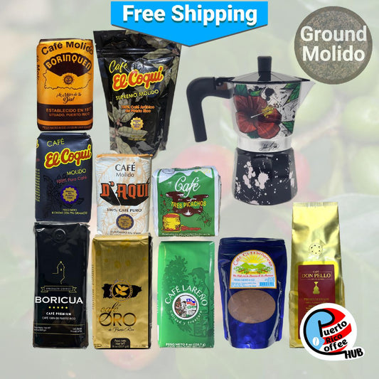 Puerto Rican Coffee Pack: Sharing is Caring Combo and Greca Coffee Maker