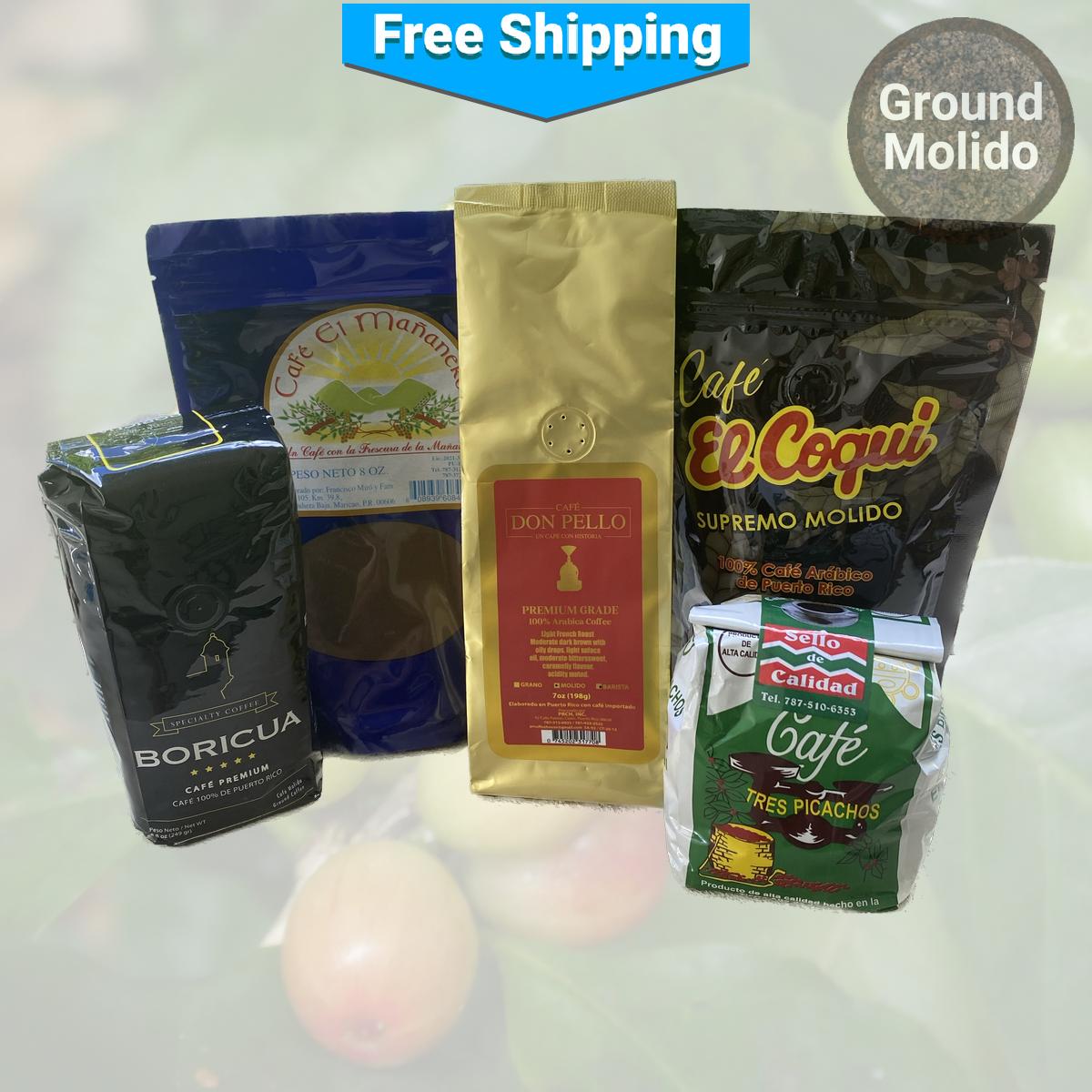 Puerto Rican Coffee Sampler: Finest Five Star Coffees