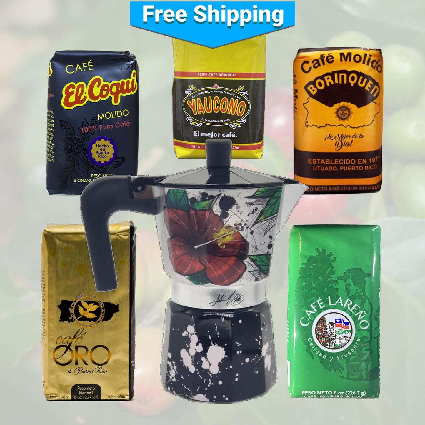 Small Heritage Roasters Discovery Set with Maga Flower Greca Coffee Maker