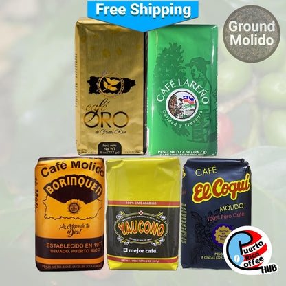 Puerto Rican Coffee Sampler: Five Star Popular Coffees
