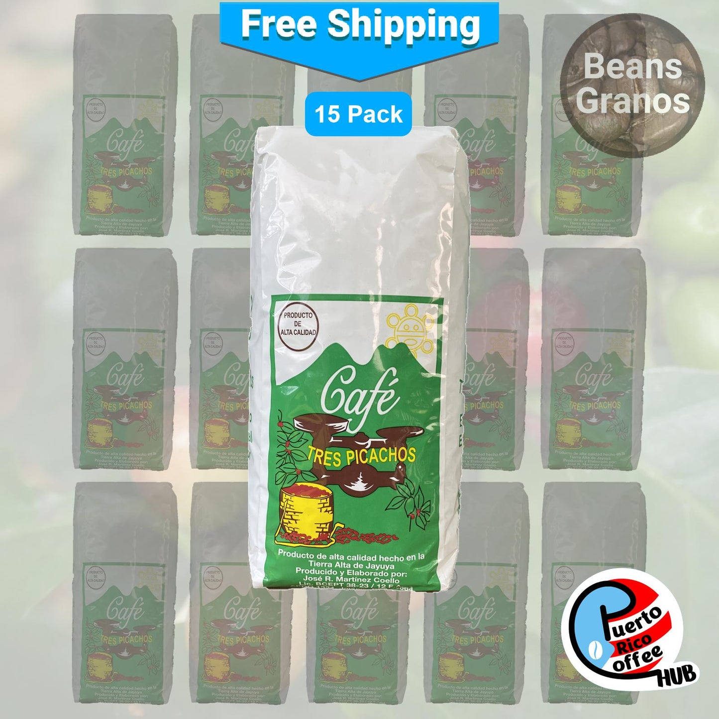 Café Tres Picachos, paquete de seis granos de café de 14 oz (5,25 libras)