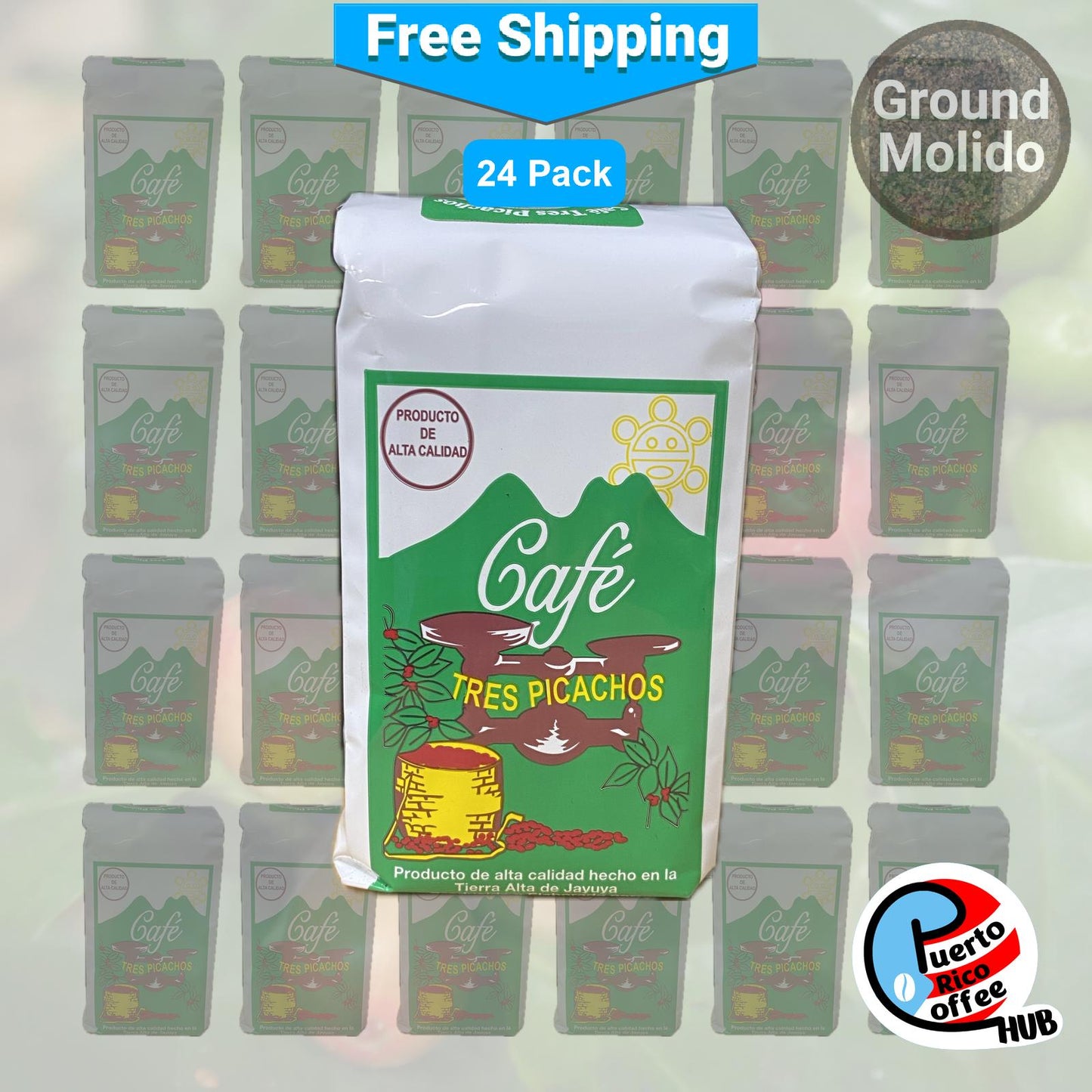 Café Tres Picachos Puerto Rican Ground Coffee 14 oz Bulk Packs
