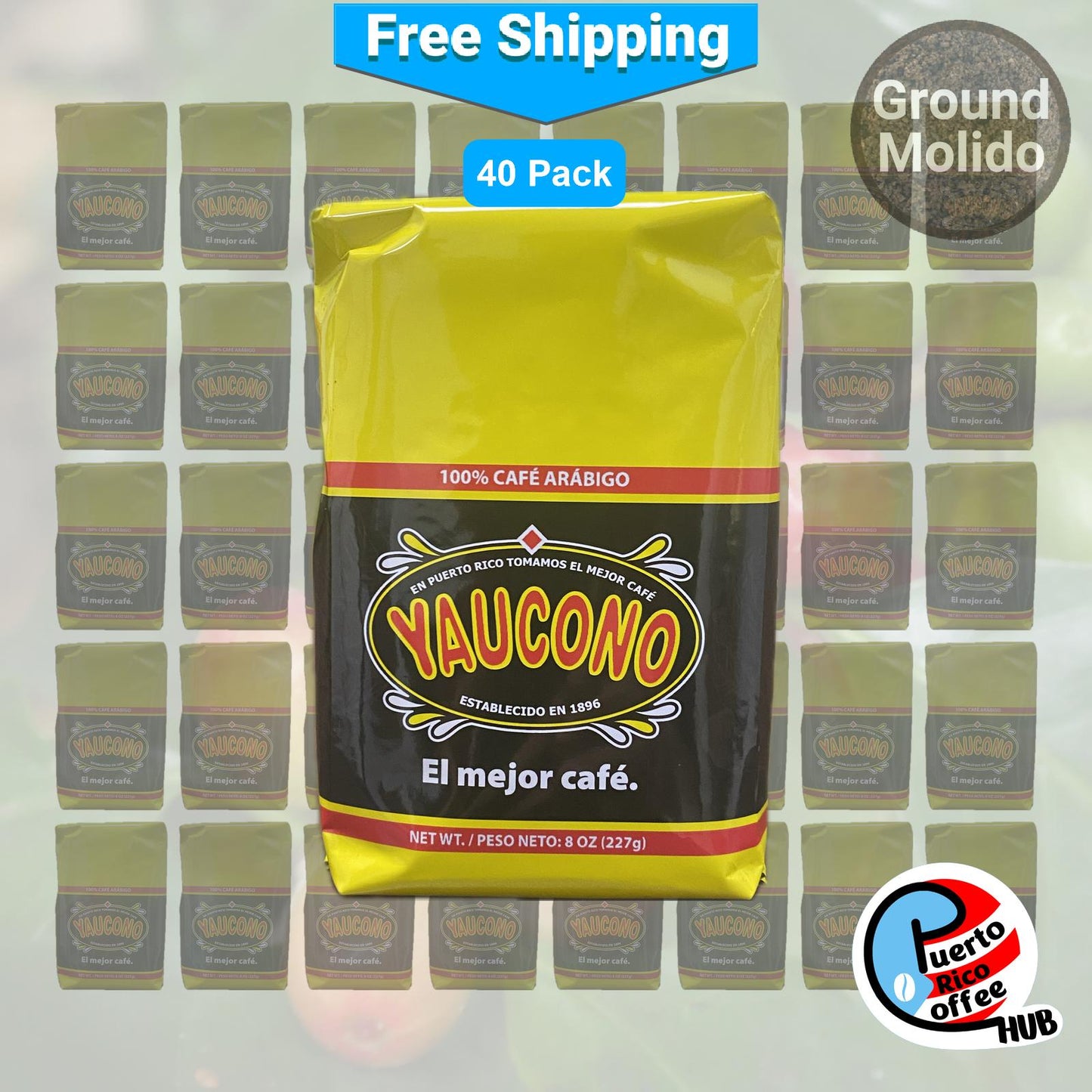 Café Yaucono Puerto Rican Ground Coffee 8 oz Bulk Packs