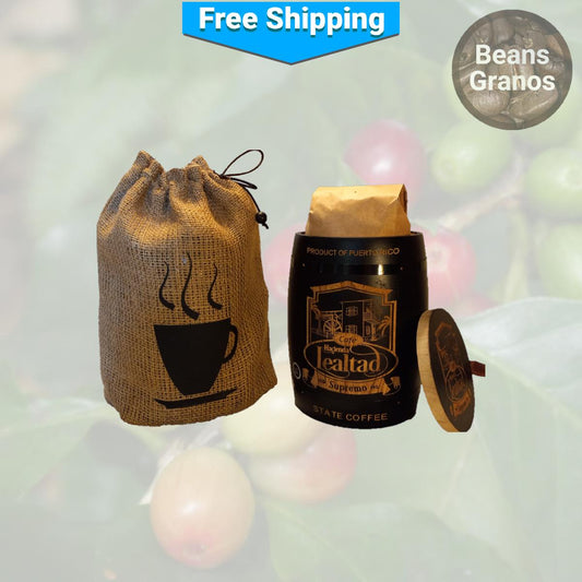Café Hacienda Lealtad Supremo 12 Oz. Coffee Beans Barrel Gift